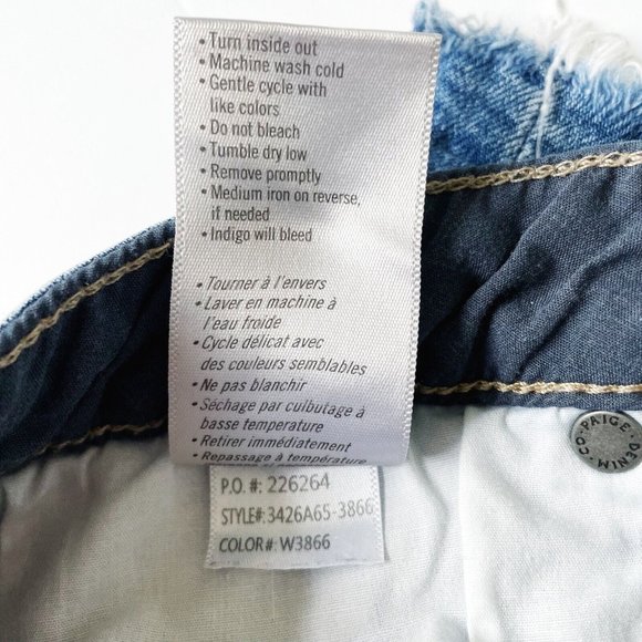 Paige Denim Cut Off Jean Shorts Size 28 Stretchy Raw Hem Frayed Distressed Beach - Picture 11 of 16